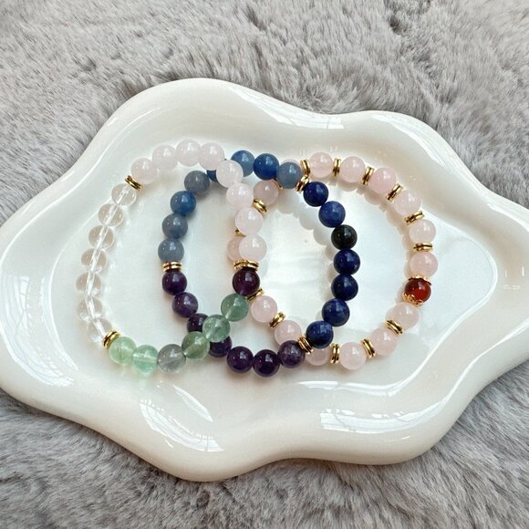 New Set of 3 Natural Semi-Precious Stones Bracelets - Picture 6 of 8